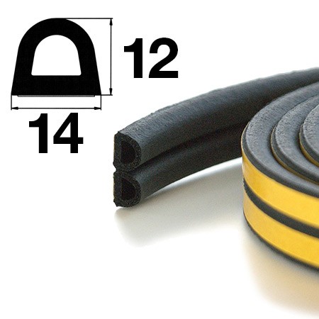 Уплотнитель самоклеящийся Apecs D-14*12-BL (40м)